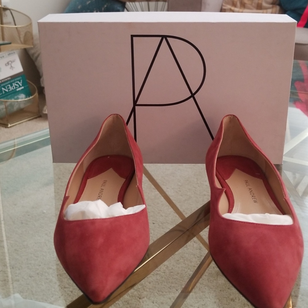NWT Paul Andrew Zoya Suede Flats (Autumn Rose)